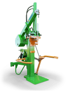 Holzspalter, Spaltmaschine elektrisch mit Zapfwellenantrieb. Stammheber und Seilwinde für einfachere Bedienung. Patentierte Spaltgutfixierung mit Fixomatic