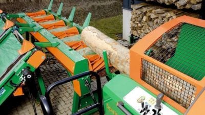 Walzenförderer Stammzuführung, Zuführtisch, Sägespaltautomat, Schneidspalter Brennholzautomat