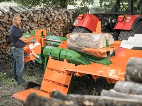 Holzspalter liegend, neue Holzablage und Stammheber für mehr Komfort bei der Holzarbeit, Easy- Spaltkreuz, Posch